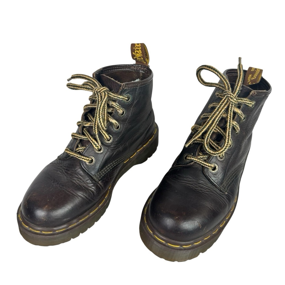 Vintage Dr Martens AirWair 8340 Brown Leather 6 Eye Boots Made England Size 6